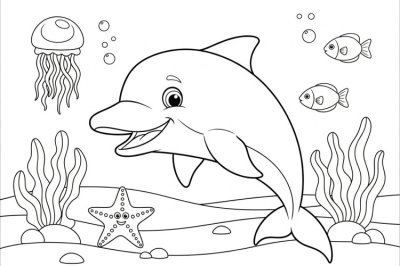 Deniz Orta Deniz Canlıları Boyama Sayfası