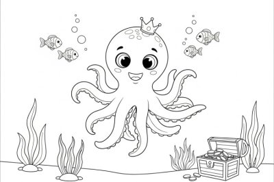 Deniz Orta Deniz Canlıları Boyama Sayfası